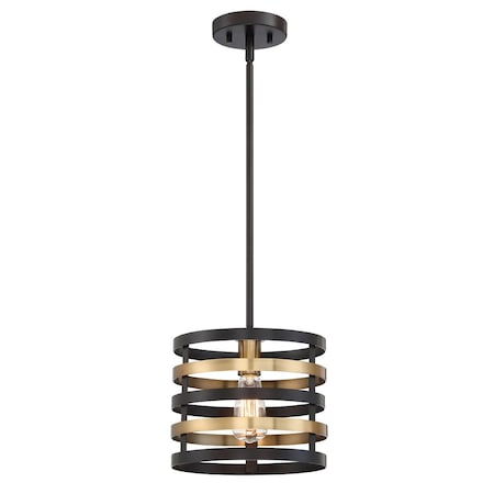 Designers Fountain Mya 60 Watt 1 Light Antique Bronze Mini-Pendant with Mixed Metal Shade 92930-AB